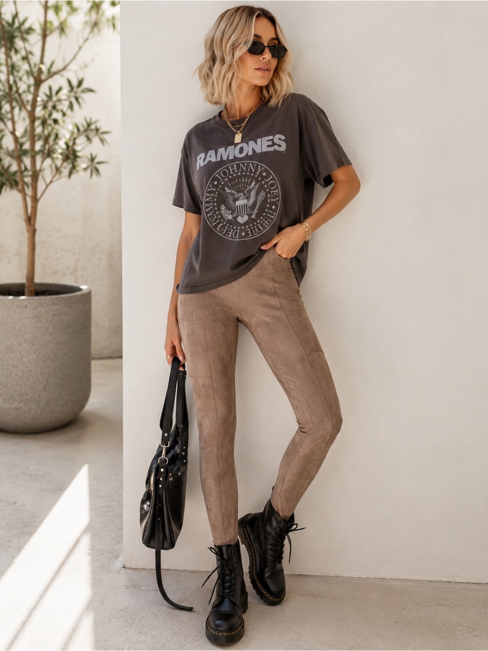 NWT SPANX Light Tan Faux Suede Leggings Size MP